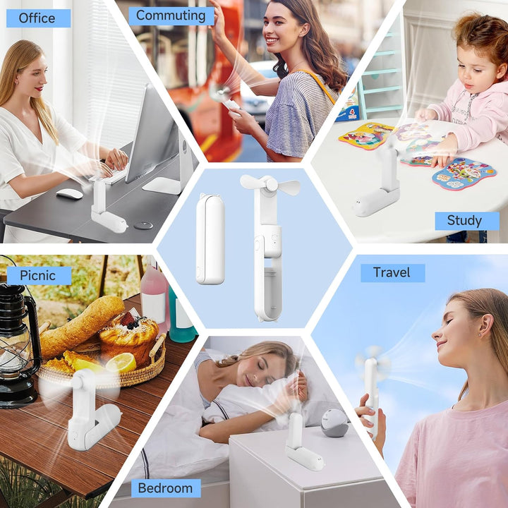 Portable Foldable Fan with Power Bank-White