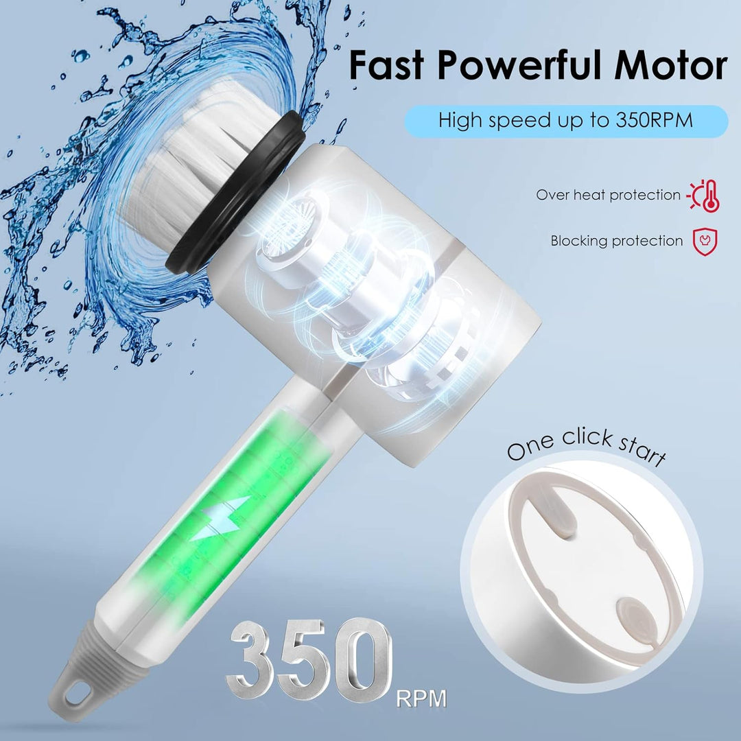 USB Rechargeable Electric Cleaning Brush with 6 Interchangeable Heads