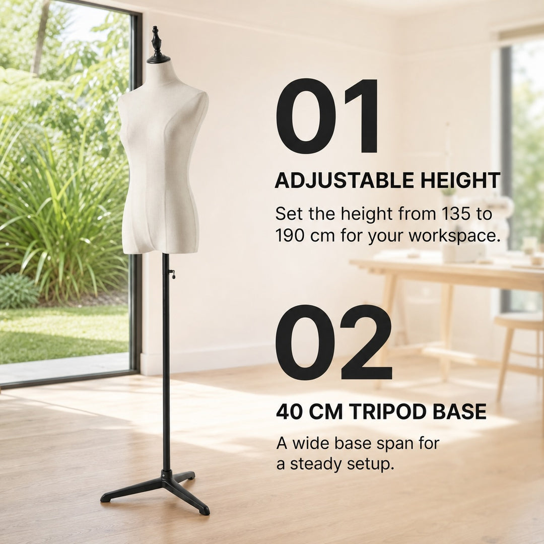 Height Adjustable Female Mannequin Body with Tripod Base