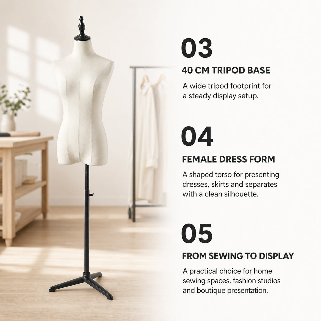 Height Adjustable Female Mannequin Body with Tripod Base