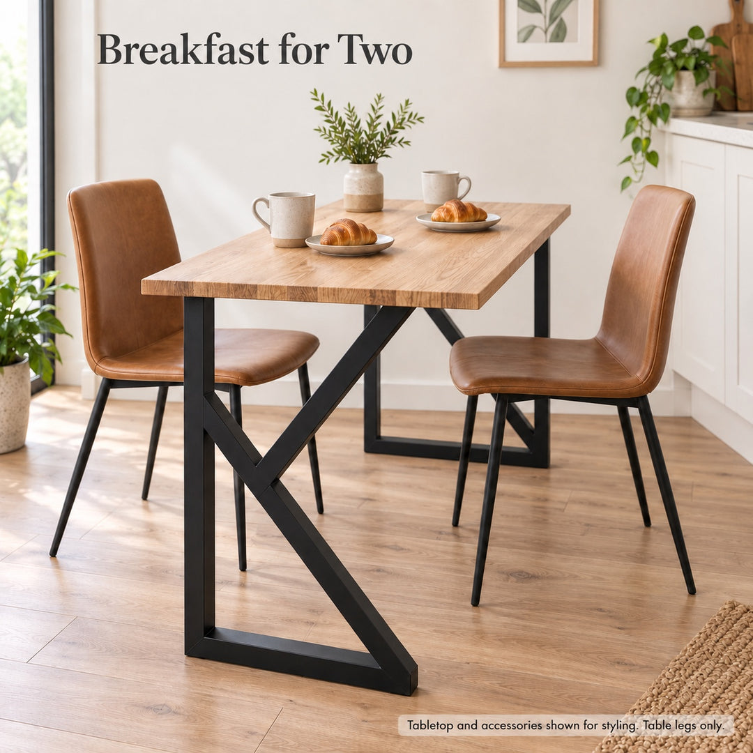 Set of 2 K-Shape Table Legs 70cm Steel Tube for DIY Dining Table or Desk