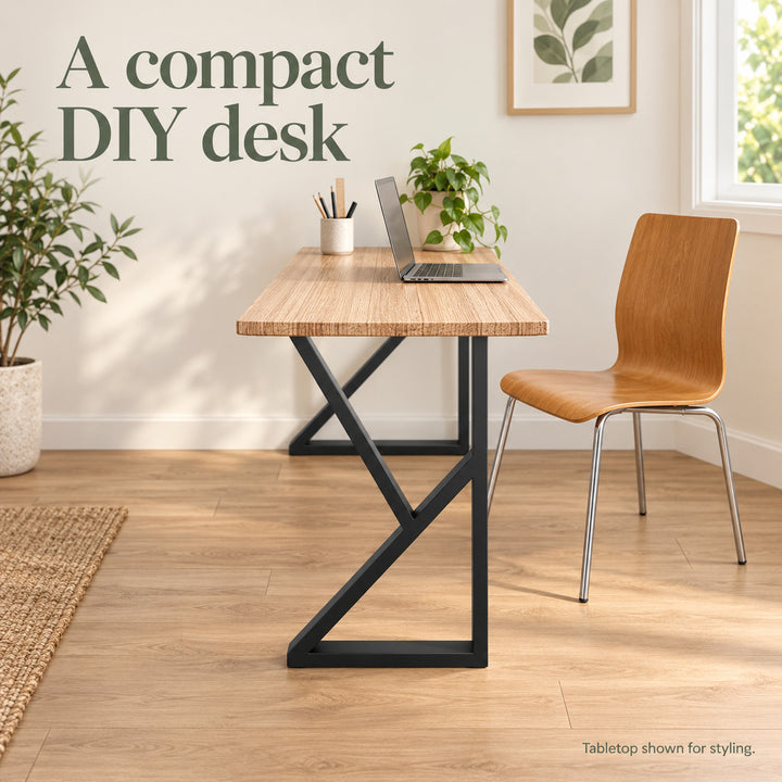 Set of 2 K-Shape Table Legs 70cm Steel Tube for DIY Dining Table or Desk