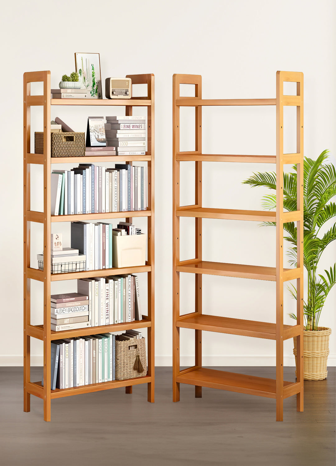 6-Tier Bamboo Bookshelf Storage Rack-50CM