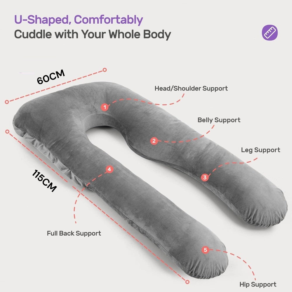 Pregnancy Body Pillow For Belly Support-Gray