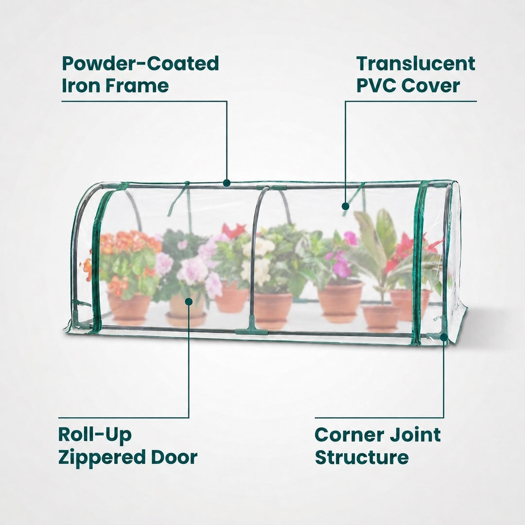 Garden Plant Flower house Tunnel with Roll-Up Door - 130cm