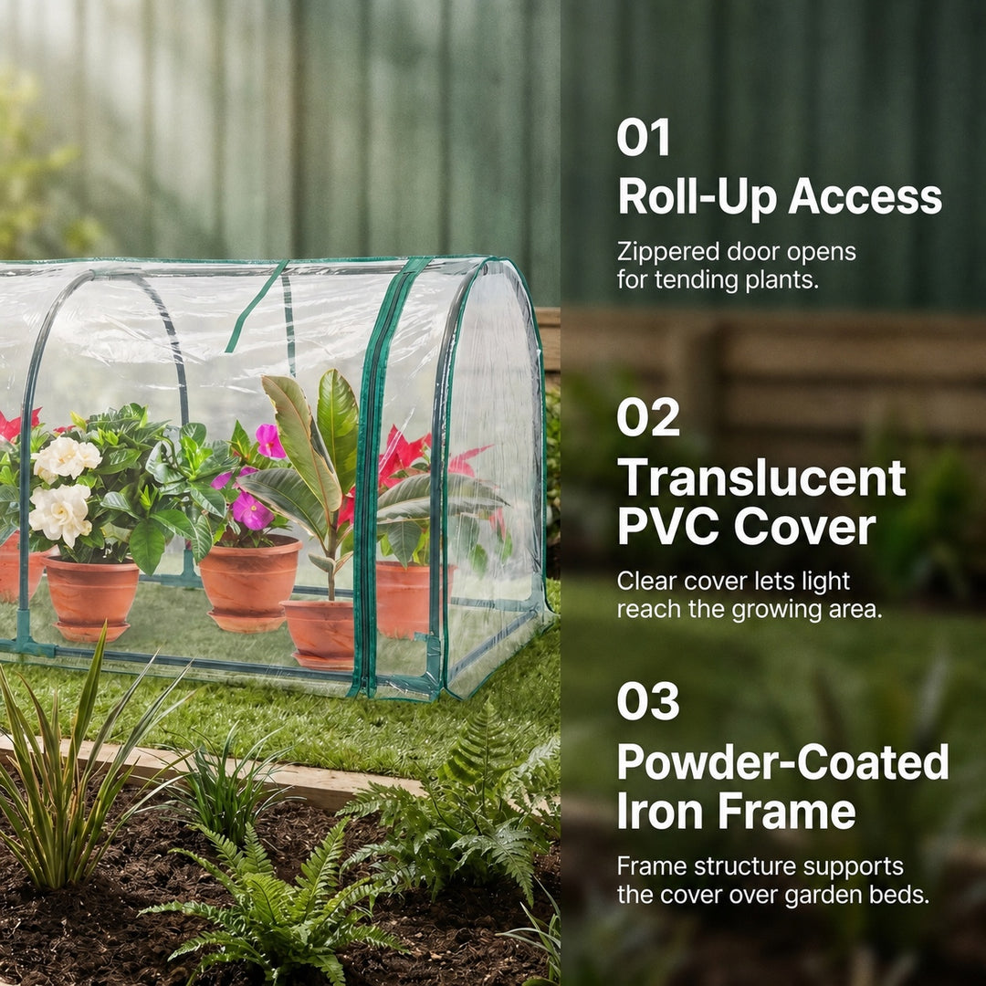 Garden Plant Flower house Tunnel with Roll-Up Door - 130cm