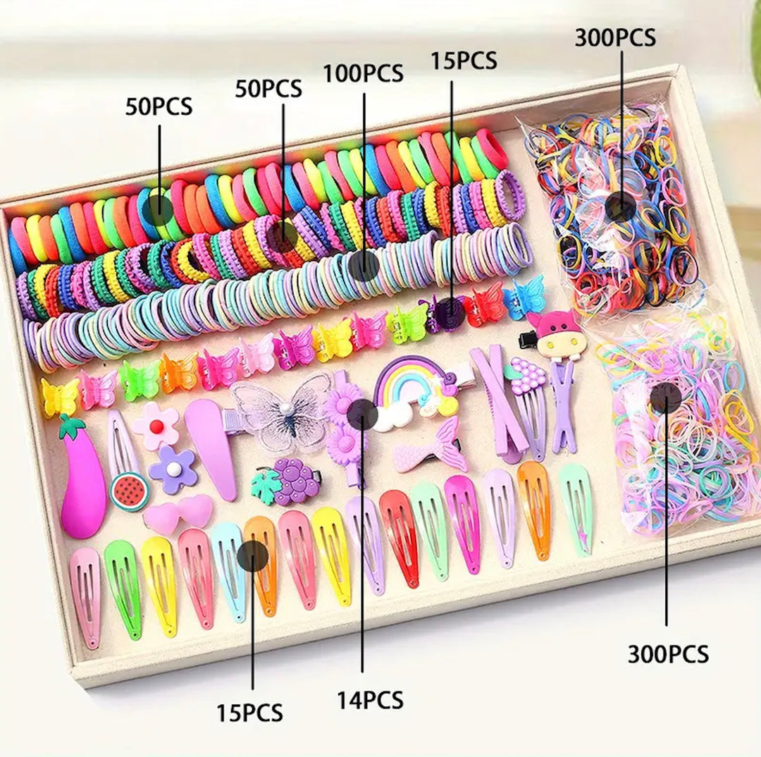 844 Pcs Cute Hair Tie Set for Girls