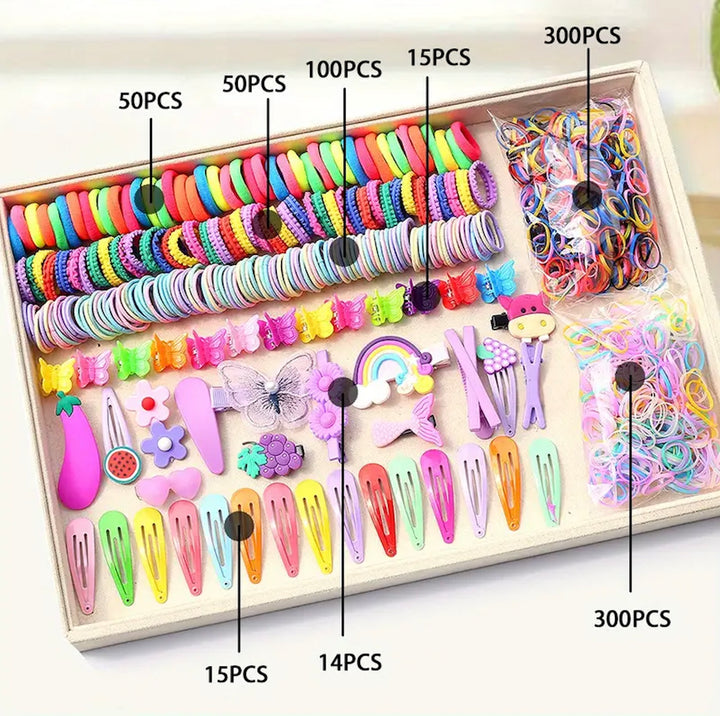 844 Pcs Cute Hair Tie Set for Girls