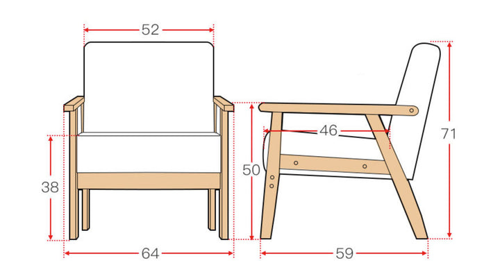 Wood Frame Fabric Single Accent Chair