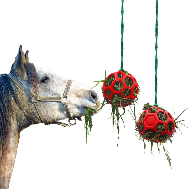 2 Pack Horse Treat Ball Hay Feeder Toy , Red