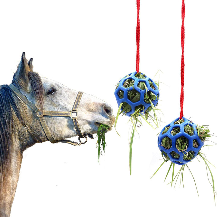 2 Pack Horse Treat Ball Hay Feeder Toy , Blue