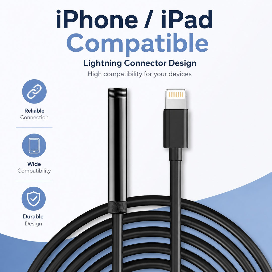 2.0MP HD Endoscope Camera for iPhone with 2m Semi-Rigid Cable