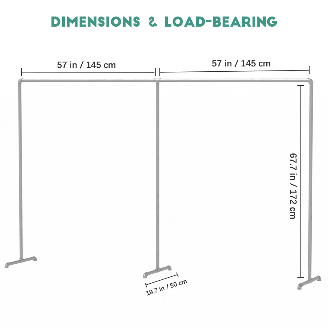Industrial Freestanding Pipe Clothing Rack 300_180cm -Silver