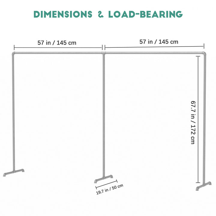 Industrial Freestanding Pipe Clothing Rack 300_180cm -Silver