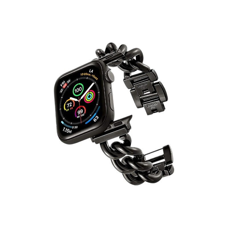 Stainless Steel Chain Bracelet Compatible With Apple Watch Band for 38MM 40MM 41MM-Black