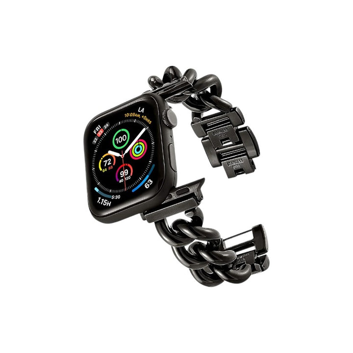 Stainless Steel Chain Bracelet Compatible With Apple Watch Band for 38MM 40MM 41MM-Black