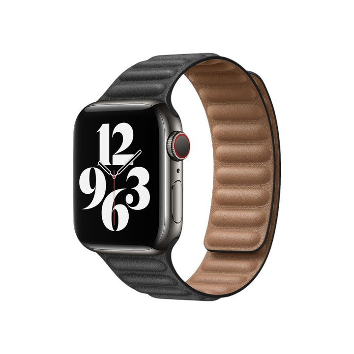 Full Grain Leather Magnetic Band Compatible With Apple Watch Band for 42MM 44MM 45MM-Black