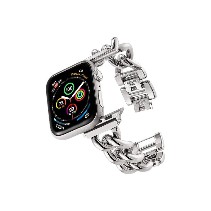 Stainless Steel Chain Bracelet Compatible With Apple Watch Band for 42MM 44MM 45MM-Sliver