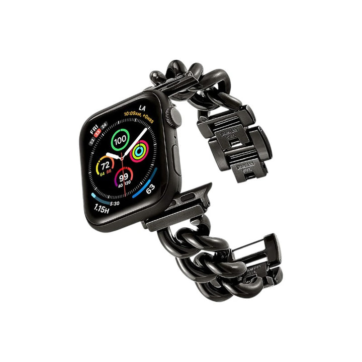 Stainless Steel Chain Bracelet Compatible With Apple Watch Band for 42MM 44MM 45MM-Black