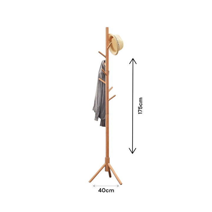 Bamboo Coat Tree with 8 Hooks -Wood