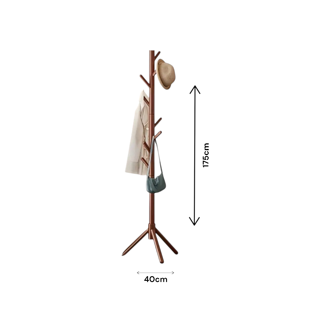 Bamboo Coat Tree with 8 Hooks -Walnut