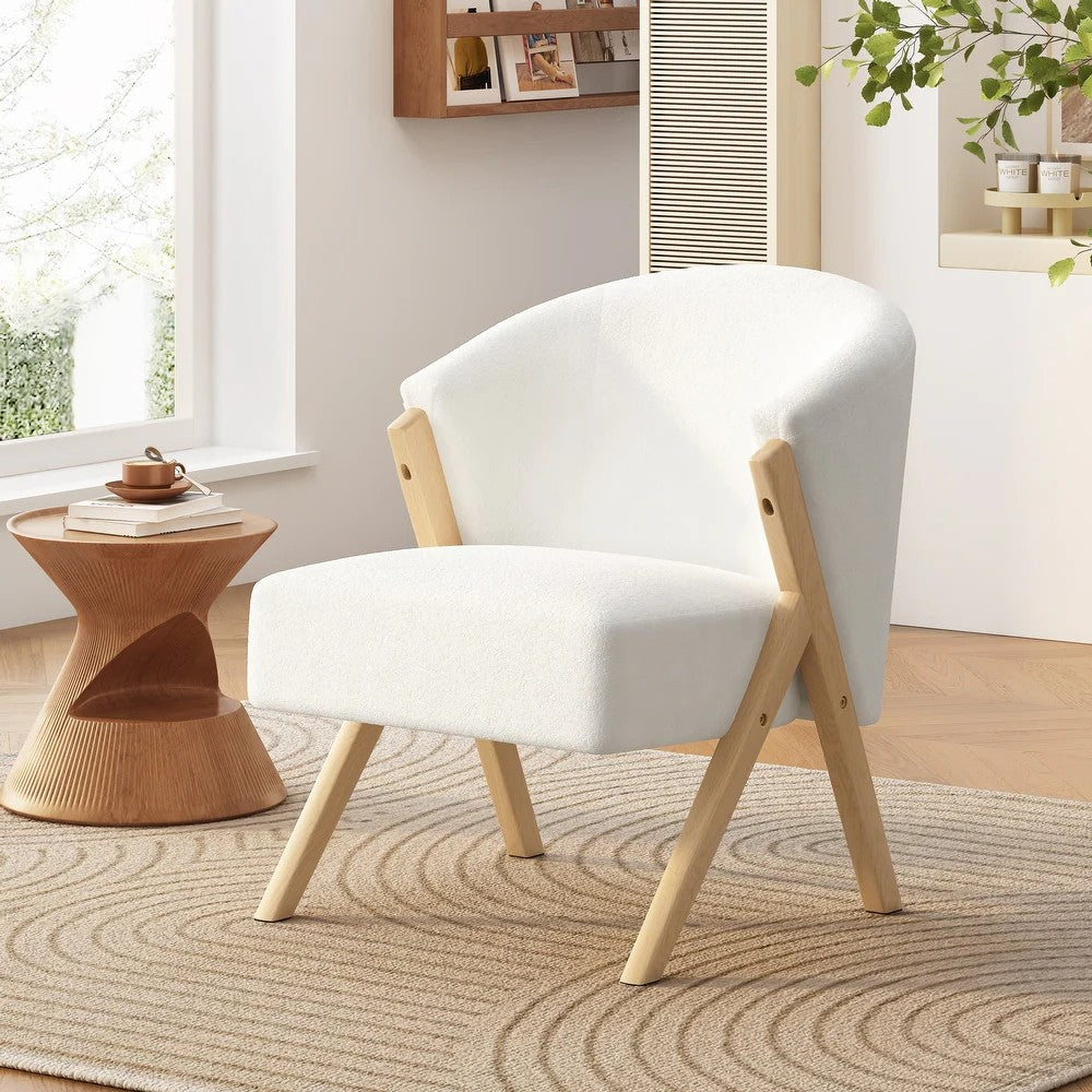 Fleece Accent Chair with Wood Legs