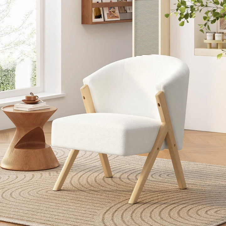 Fleece Accent Chair with Wood Legs