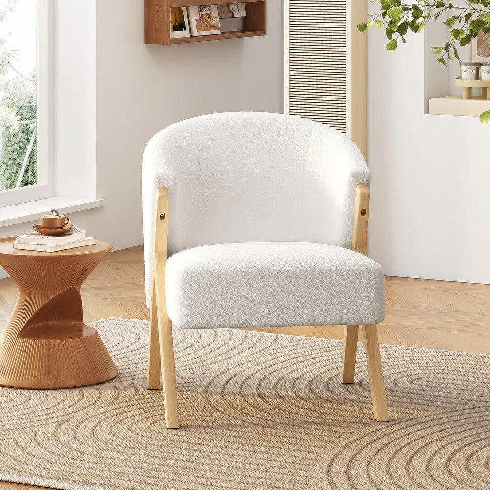 Fleece Accent Chair with Wood Legs