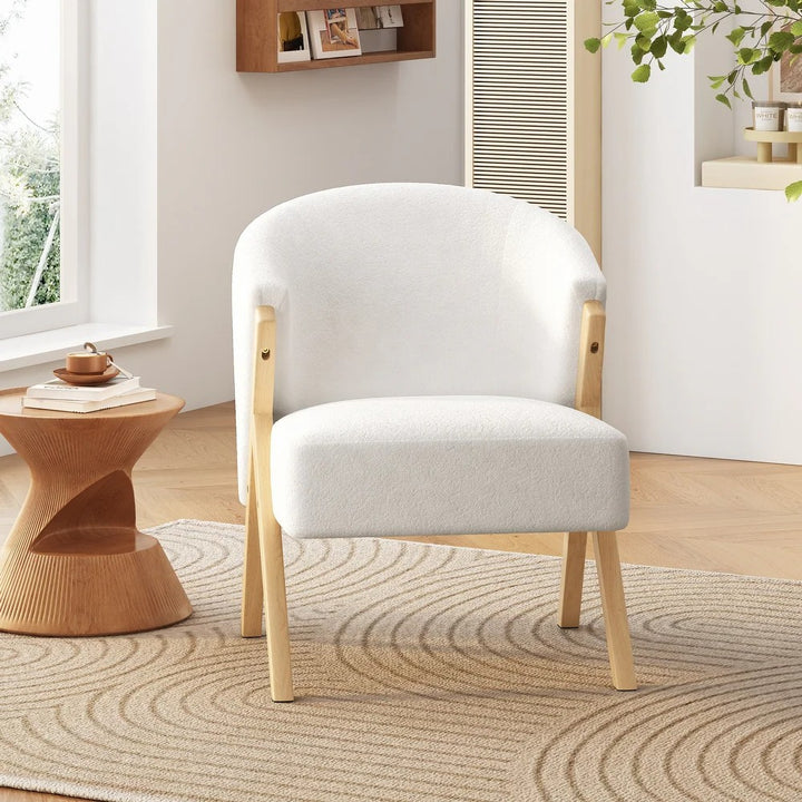 Fleece Accent Chair with Wood Legs