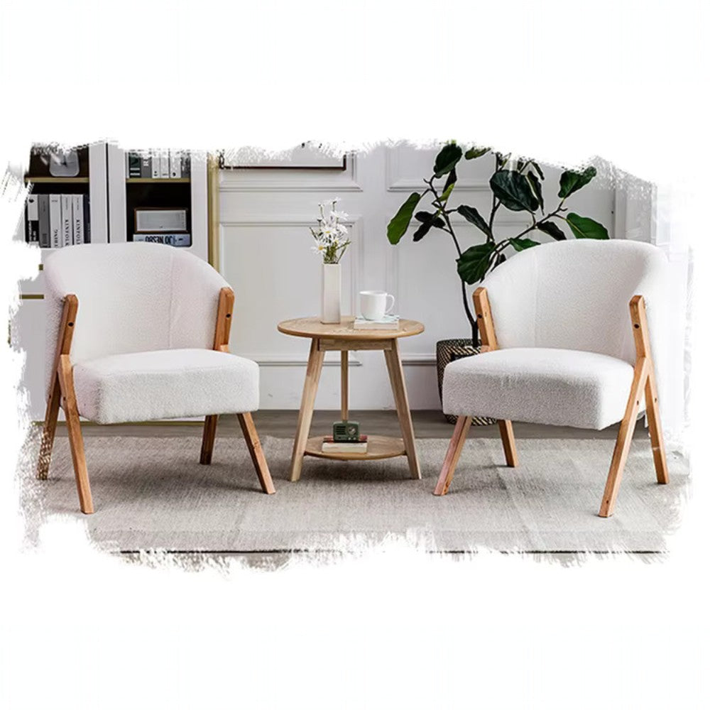 Fleece Accent Chair with Wood Legs