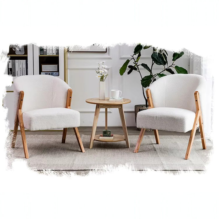 Fleece Accent Chair with Wood Legs