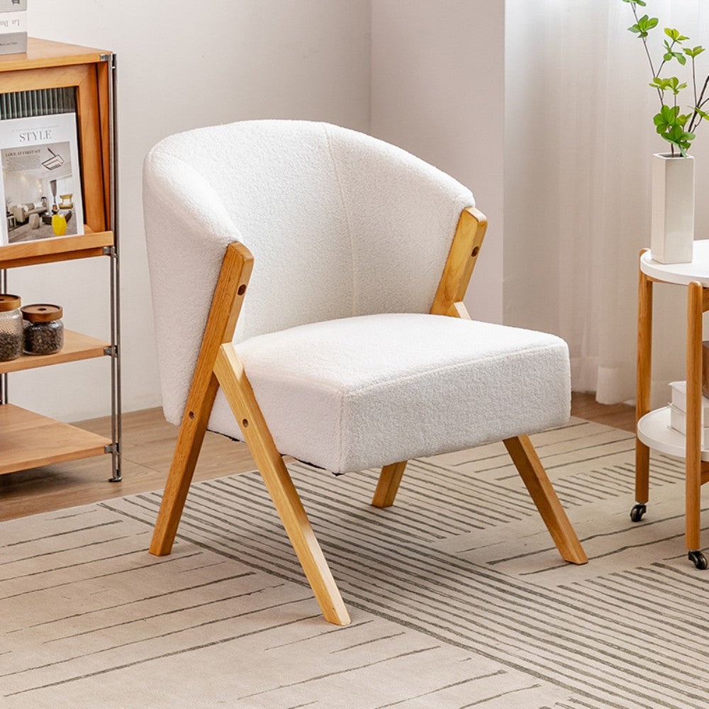 Fleece Accent Chair with Wood Legs