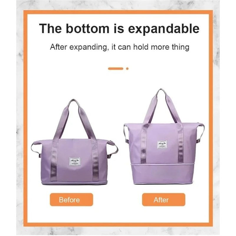 Expandable foldable duffel bag suitcase with Removable Wheels S -Purple
