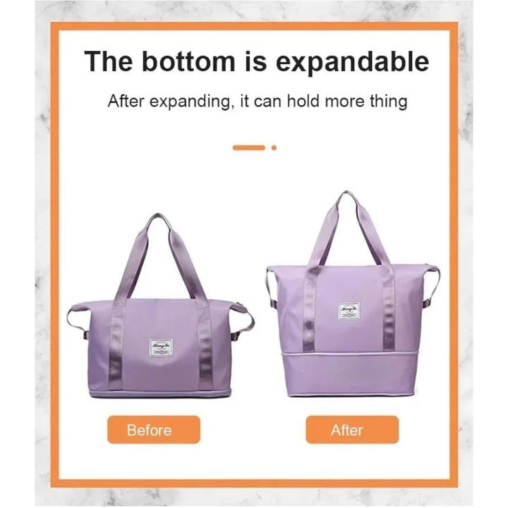 Expandable foldable duffel bag suitcase with Removable Wheels S -Purple