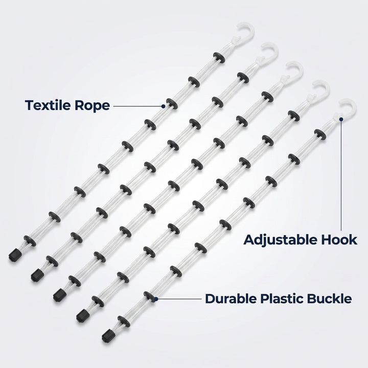 5-Pack Compact Adjustable Clothesline with Buckle for Socks and Travel