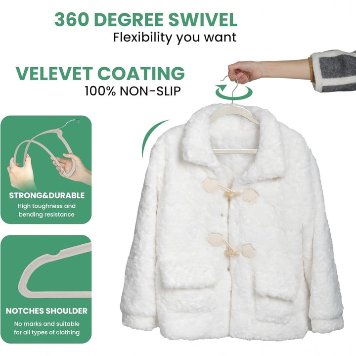 50Pack Velvet Hangers -45cm White