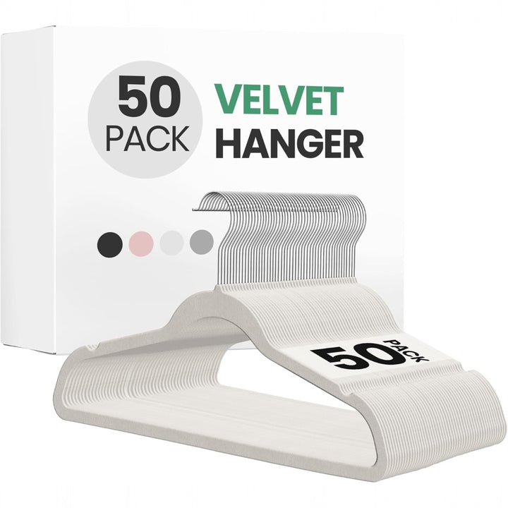 50Pack Velvet Hangers -45cm White