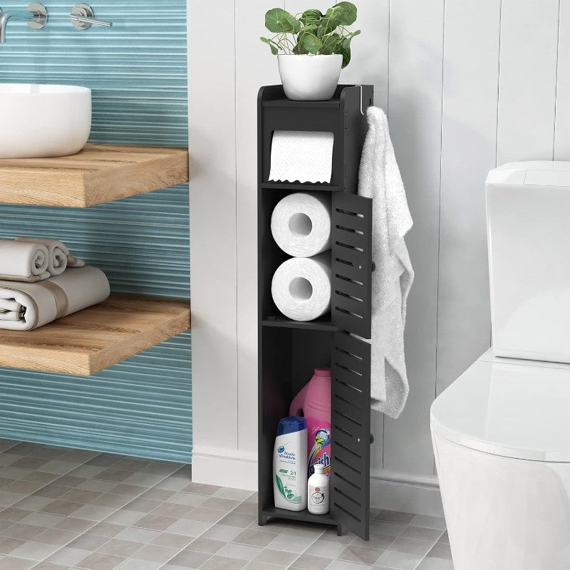 Bathroom Storage Cabinet Toilet Storage Cabinet for Small Spaces - BLACK