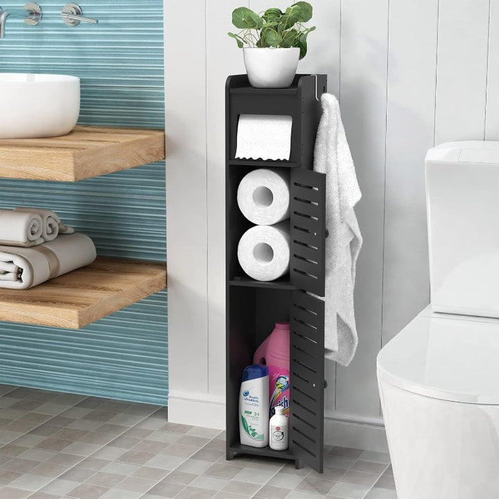 Bathroom Storage Cabinet Toilet Storage Cabinet for Small Spaces - BLACK