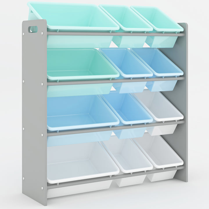 Kids toy Storage organizer with 12 plastic bins