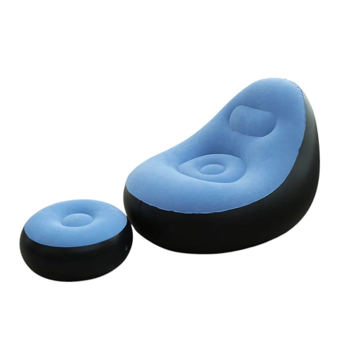 Inflatable Leisure Sofa Chair & Footstoo -Light Blue