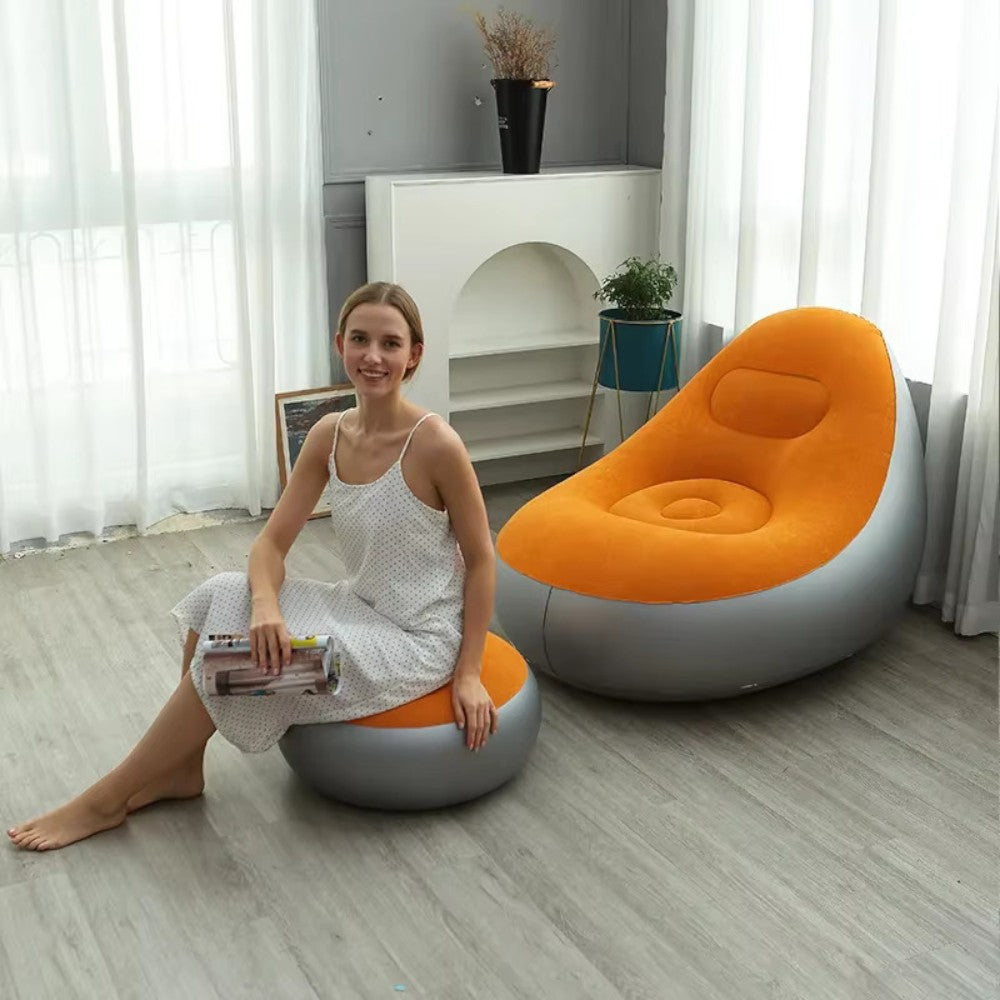 Inflatable Leisure Sofa Chair & Footstoo -Orange