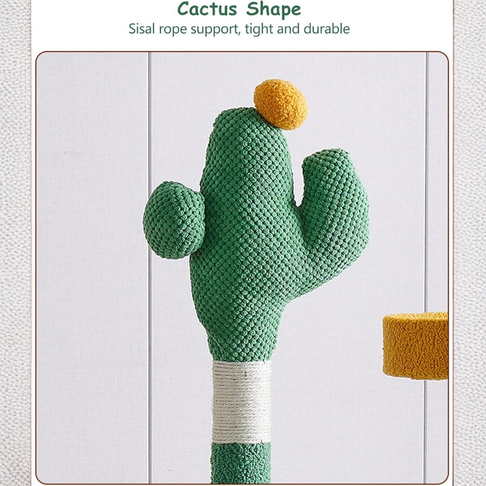 Cactus Cat Tree Tower with Space Capsule & Plush Perches, 135cm Multi-Level Cat Climbing Furniture