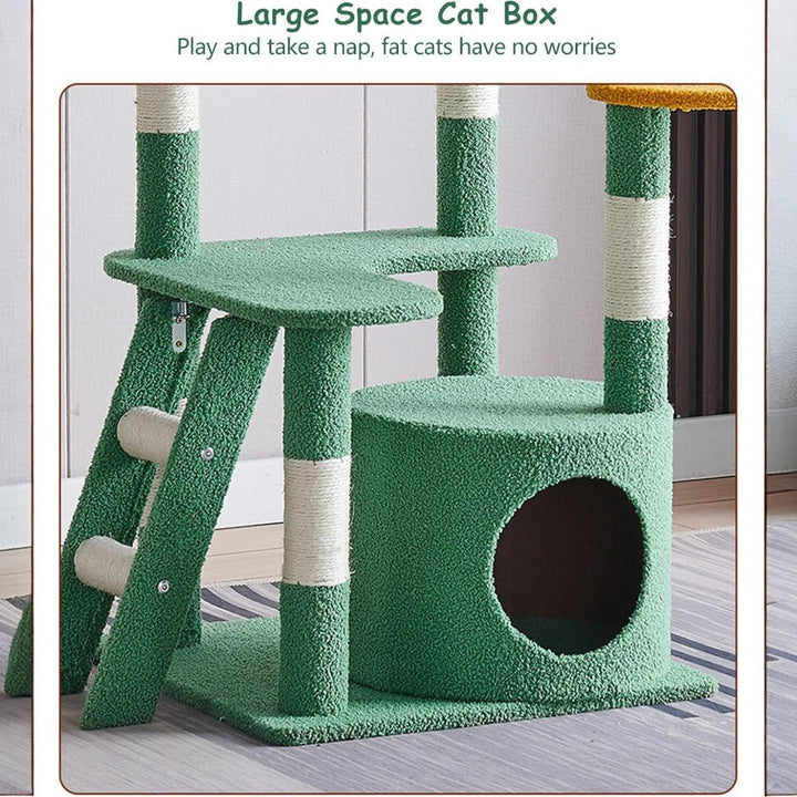 Cactus Cat Tree Tower with Space Capsule & Plush Perches, 135cm Multi-Level Cat Climbing Furniture