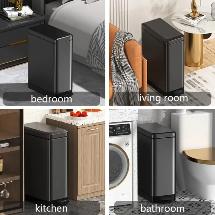 15L Slim Kitchen Trash Can -Black