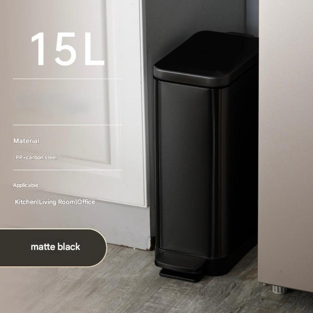 15L Slim Kitchen Trash Can -Black