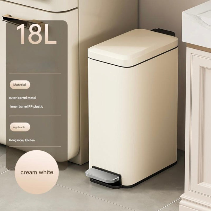 18L Slim Kitchen Trash Can -White
