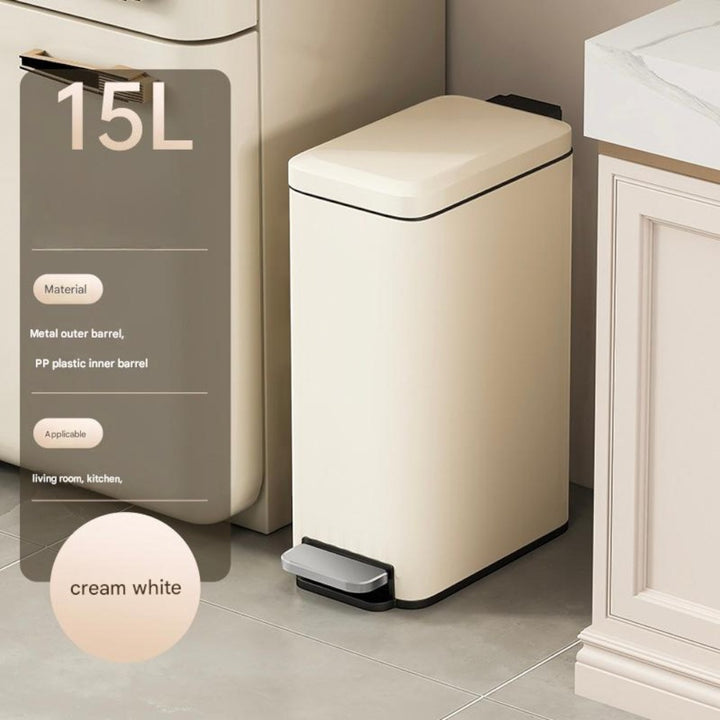 15L Slim Kitchen Trash Can -White