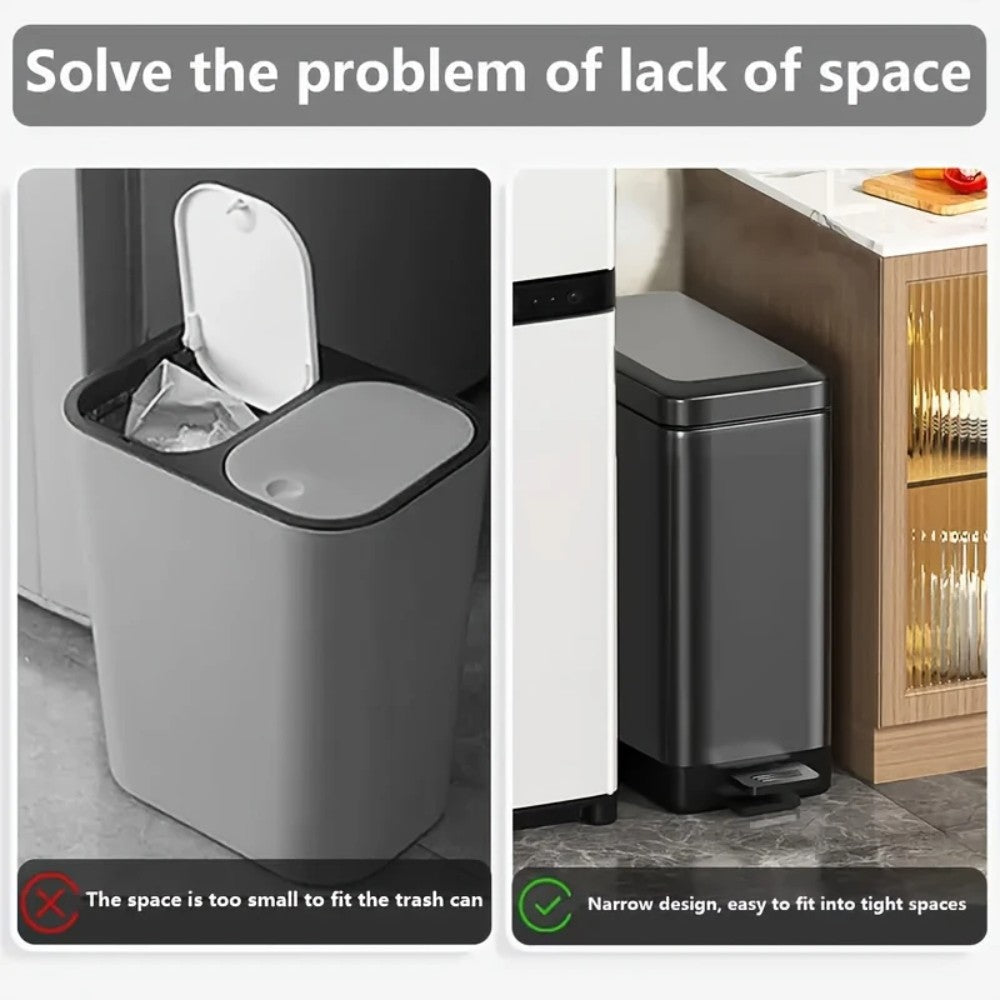 10L Slim Kitchen Trash Can -White