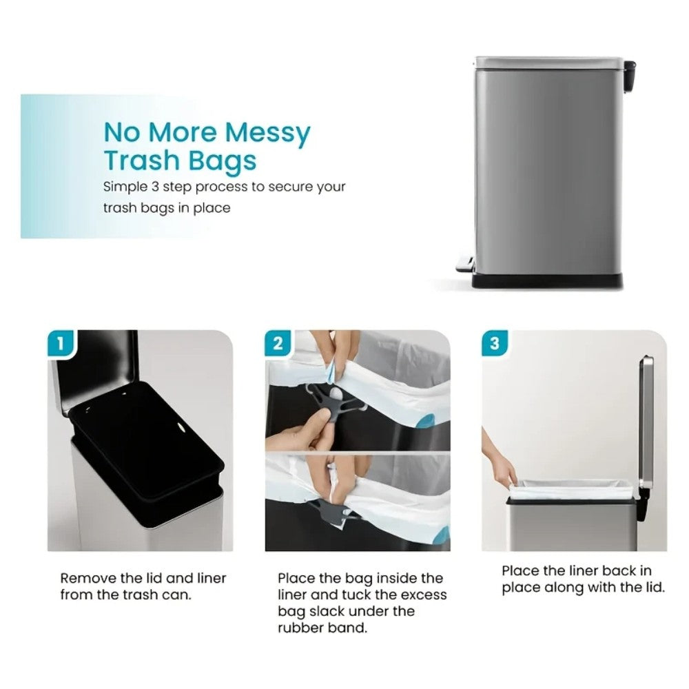 10L Slim Kitchen Trash Can -White